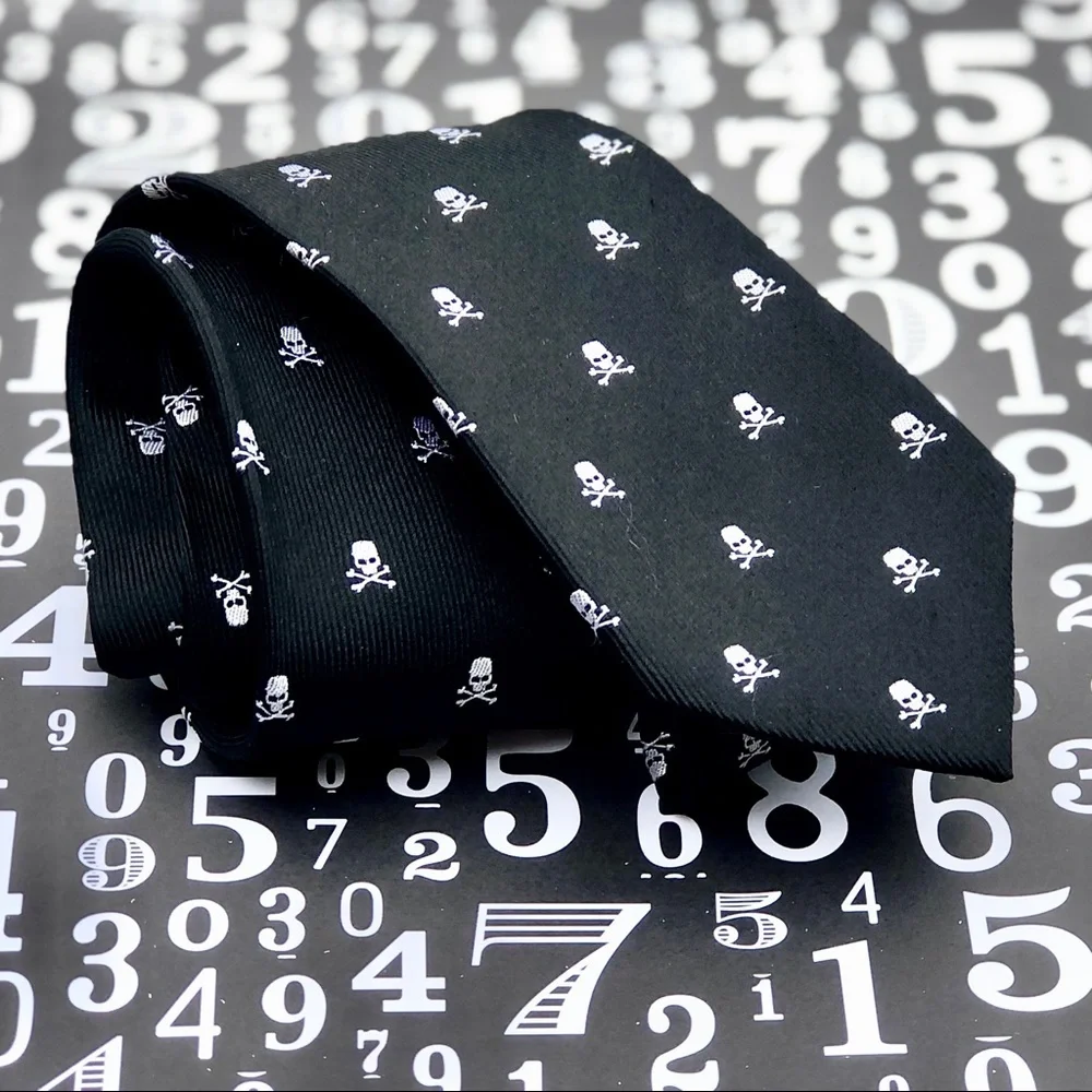 💀 Spooky Skull Tie 💀 Black & White 💯 Silk Hand Made, Kids Size, Boys or Girls